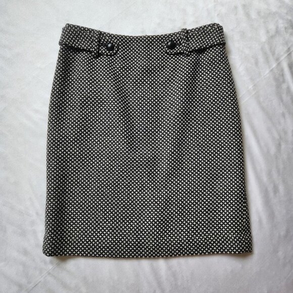 Banana Republic Tweed Skirt - Black & White - Size 4 - Picture 1 of 8